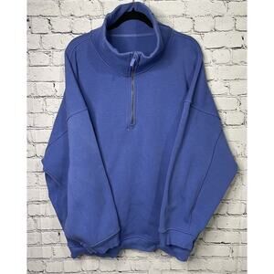 Lululemon Womens Thick Fleece Half Zip Pullover Size XL/2XL Blue Long Sleeve